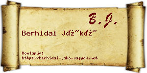 Berhidai Jákó névjegykártya